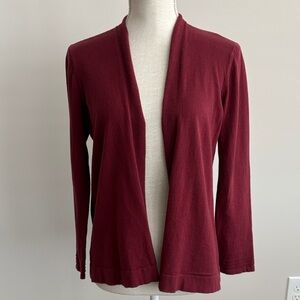 LOFT Burgundy Open-Front Sweater LP